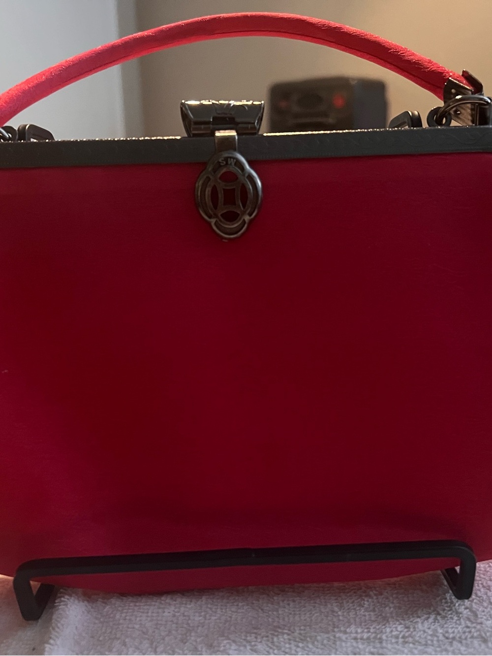 Classic Hot Pink vintage dress bag small to medium size silver antique hardware